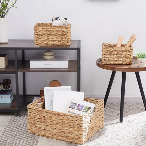 Vagusicc Wicker Storage Basket with Handles and Removable Fabric Lining