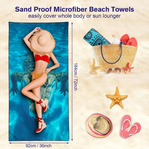 Violetpos Underwater Crocodile Beach Towel, Extra Large 180x90 cm 250GSM Microfibre, Sand Free Quick Dry