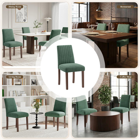 COLAMY Dining Chairs Set of 6 with Thick Seat Cushion, Fabric Chairs for Dining Room with Wood Legs and Ergonomic High Back