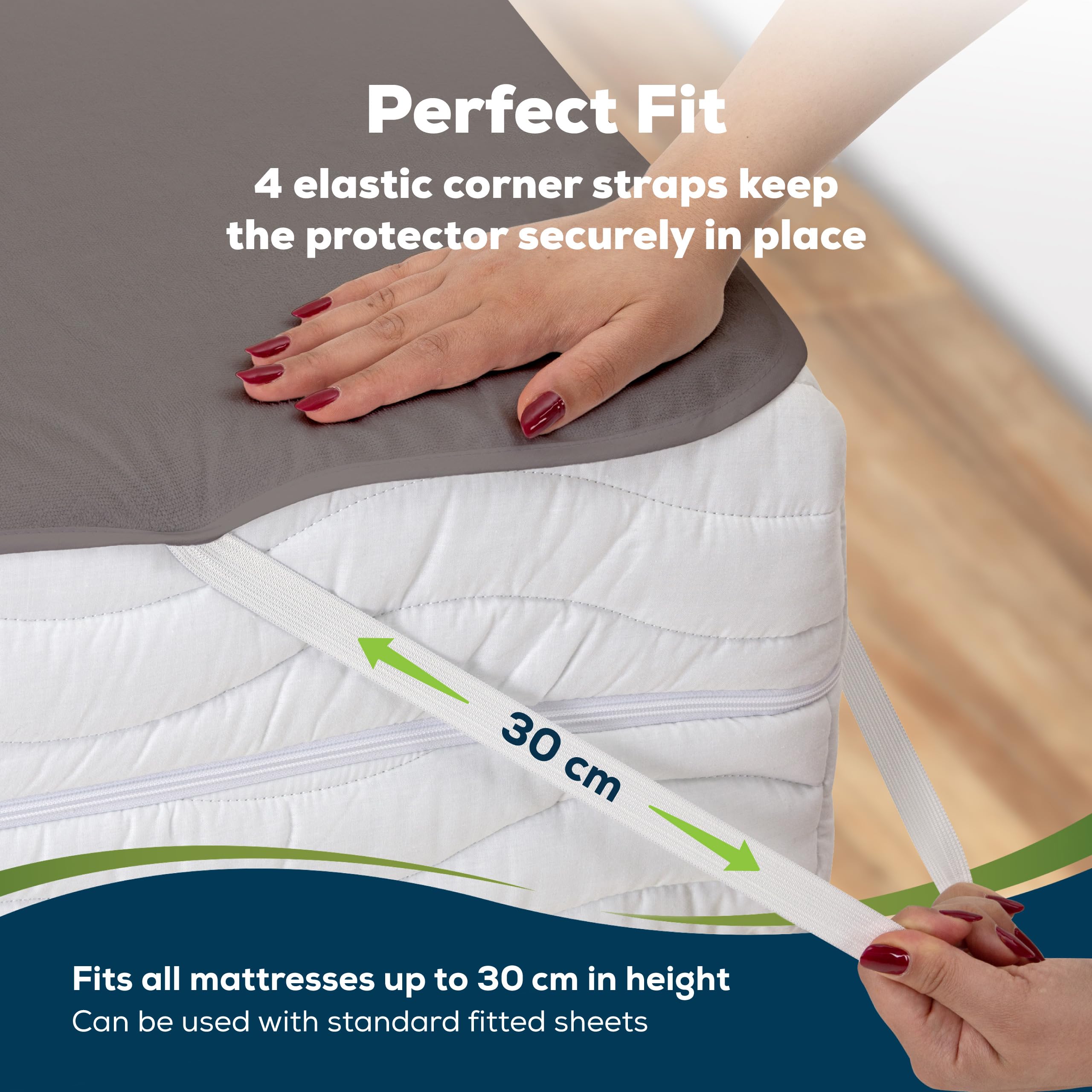 Sensalou Waterproof Mattress Protector 50 x 90 cm Grey – Mattress Cover for Bed and Baby Cot