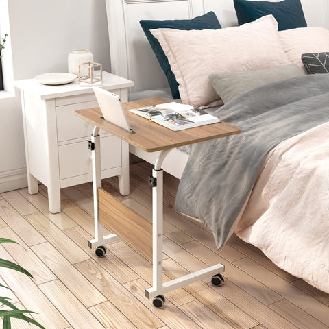 sogesfurniture 60 * 40cm Laptop Table Sofa Table Side Height Adjustable, Mobile Computer Stand Laptop Notebook Desk PC Stand Portable
