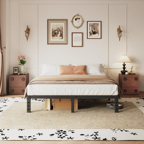 Hunlostten Metal Double Bed Frame - Platform Bed Frames with Underbed Storage and Steel Slat Support, Sturdy, Easy Assembly, Noise Free, Heavy Duty