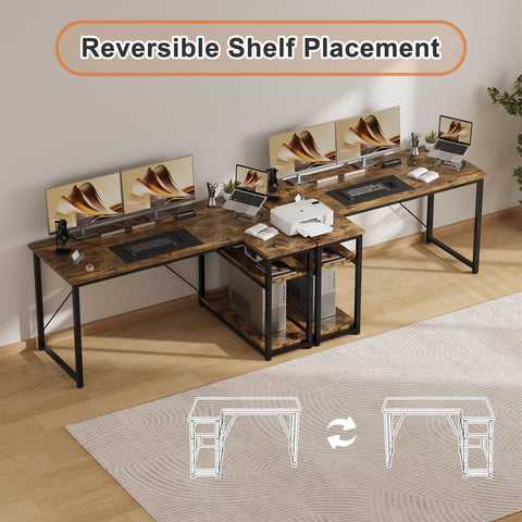 JUMMICO Small L Shaped Desk 100x80cm with Storage, Corner Computer Desk with Reversible Shelf, Sturdy Office Desk & Workstations for Home Office