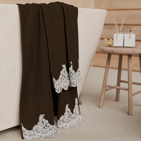 PETTI Artigiani Italiani - 100% Cotton Terry Bath Towels, 1+1 Towel Set, 2 Pieces, 1 Face Towel and 1 Hand Towel, Brown