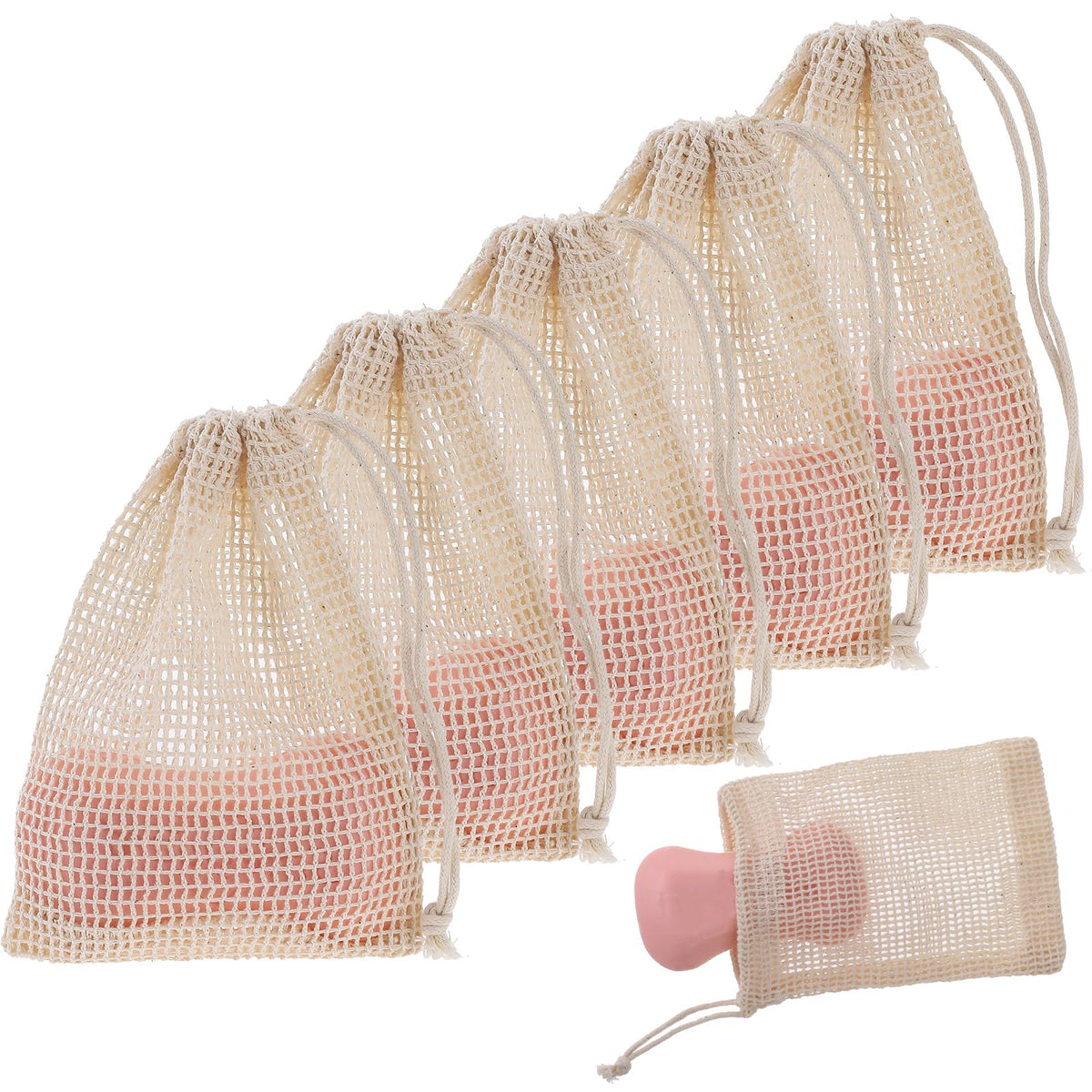 5 pcs Natural Sisal Soap Saver Bag Exfoliating Soap Saver Pouch with Drawstring for Foaming and Drying the Soap Shower Bath