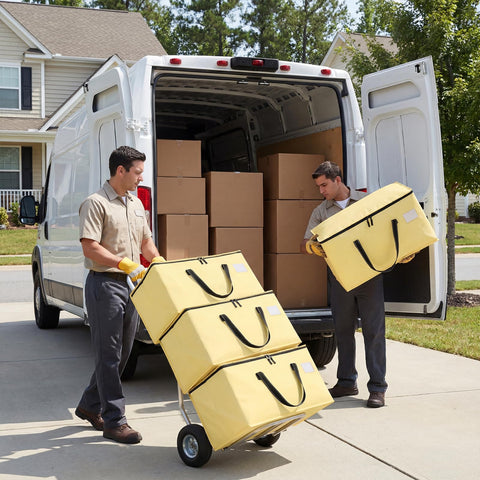 Dntorx 4 Pack 90L Moving Bags,Waterproof Moving Boxes with Zips,Pale Yellow