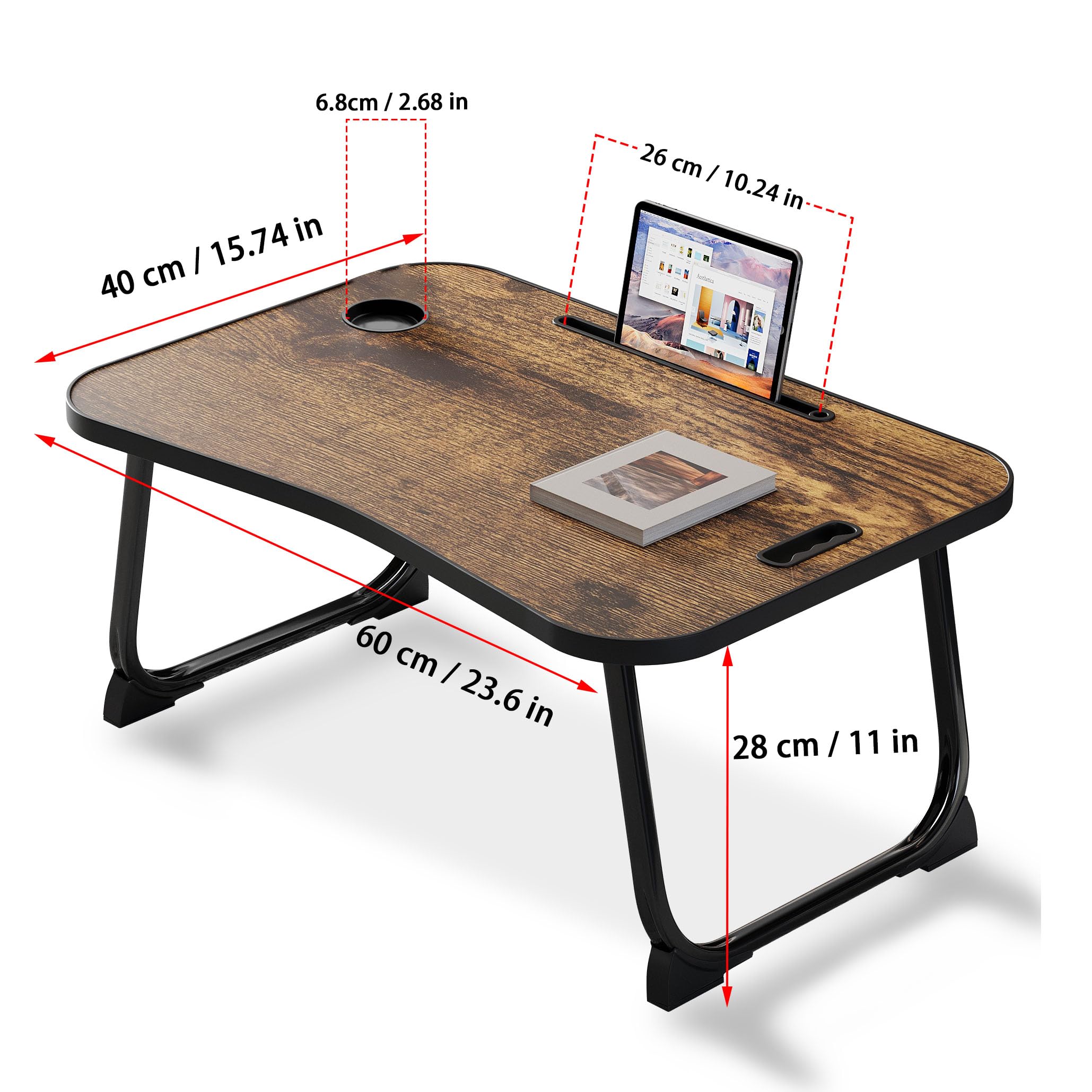 Laptop Bed Desk, Lap Desk Breakfast Tray Table for Home and Office,Eating, Reading, Writing on Bed, Sofa,Laptop Stand for Bed (Yellow)