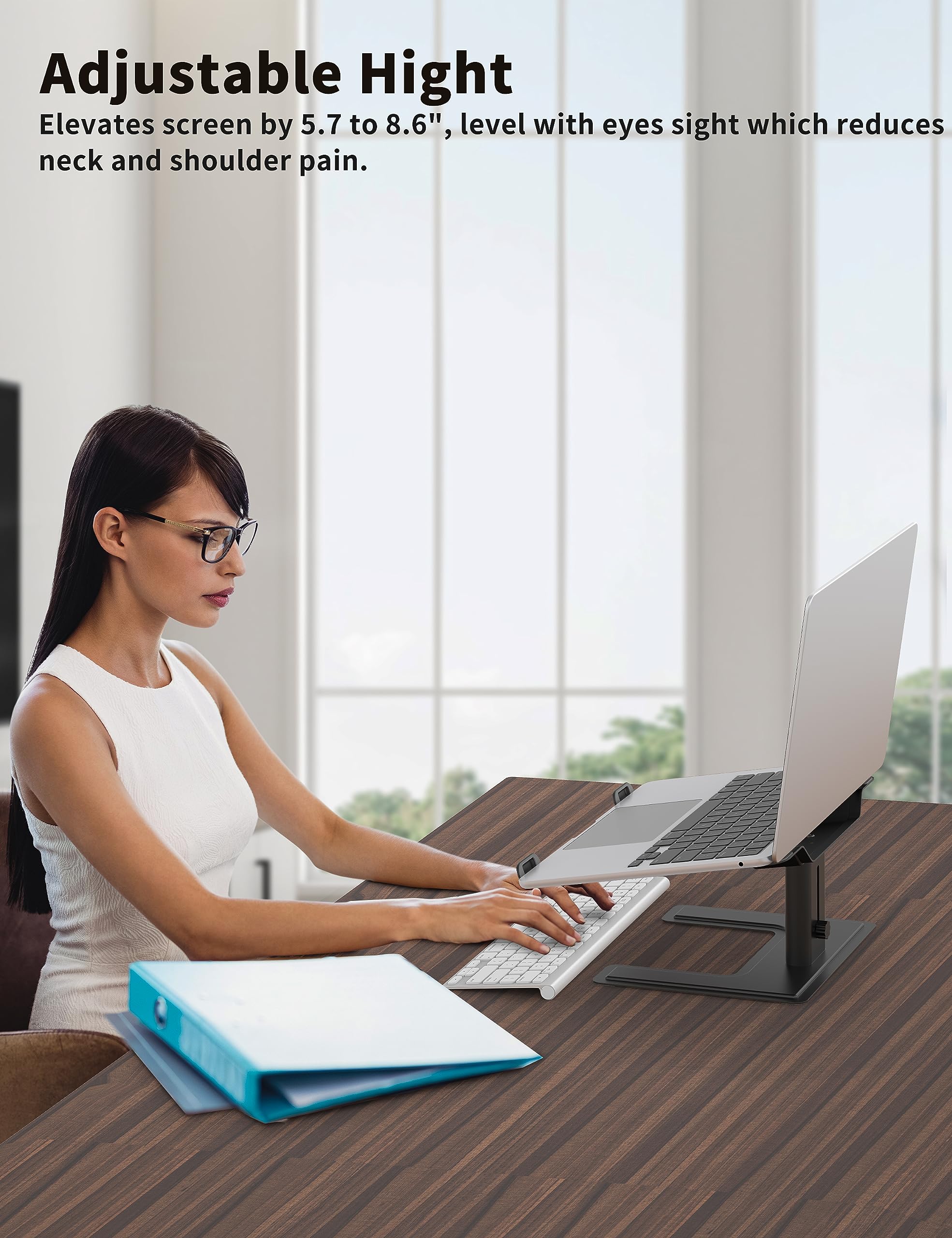 ALASHI Laptop Stand for Desk, Computer Stand Adjustable Height, Ergonomic Notebook Laptop Riser
