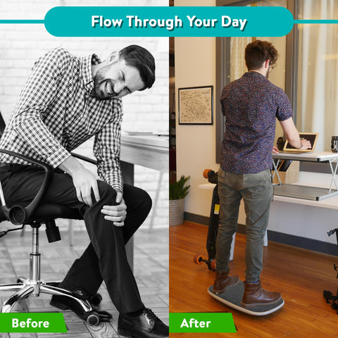 BASE Standing Desk Balance Board – Office Wobble Board with Anti-Fatigue Mat gentle balance board standing desk mat balancing board rocker board