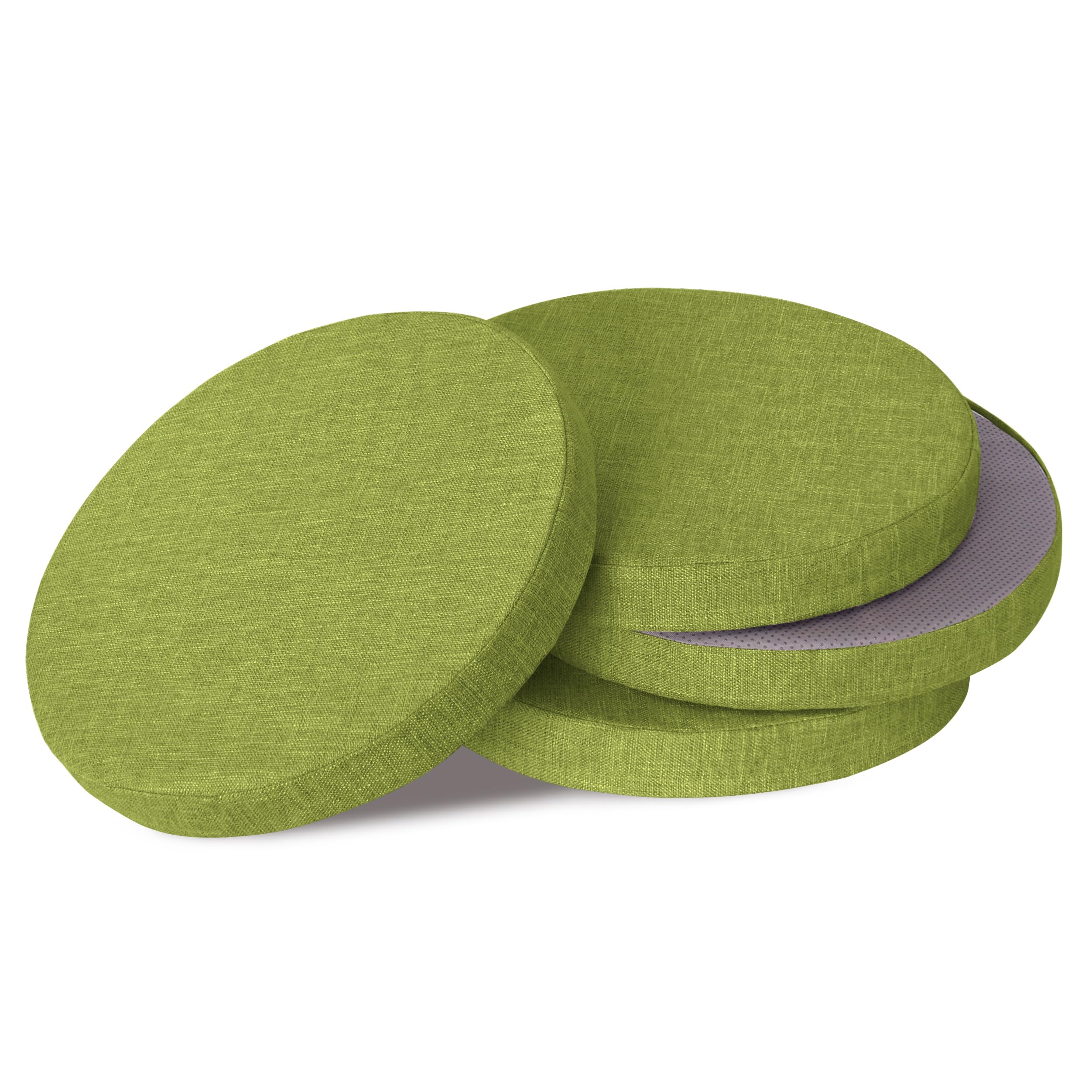 OVOV Non-Slip Round Chair Cushions for Dining Chairs 16"/40cm Green 4 Pack