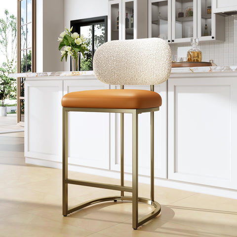 ALPHA HOME Single Bar Stool with Back Breakfast Counter Height Bar Stools