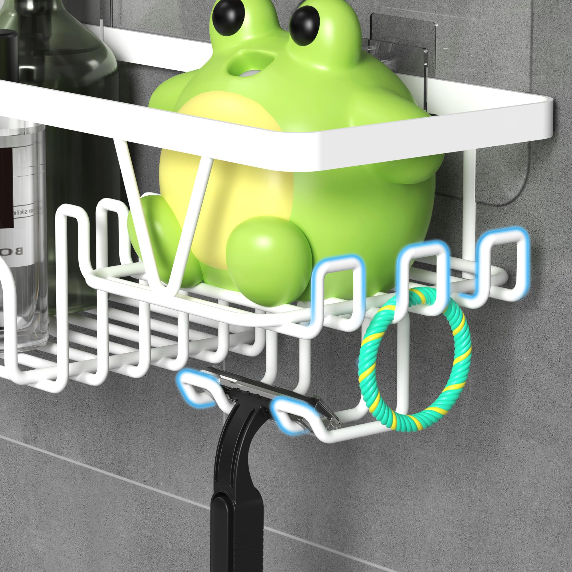 KEGII 4 Piece Shower Caddy with Toothbrush Holder & Soap Holder, White