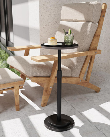 GUOHNHE Round Side Table, Height Adjustable Pedestal Stand, 1 Pack, Black