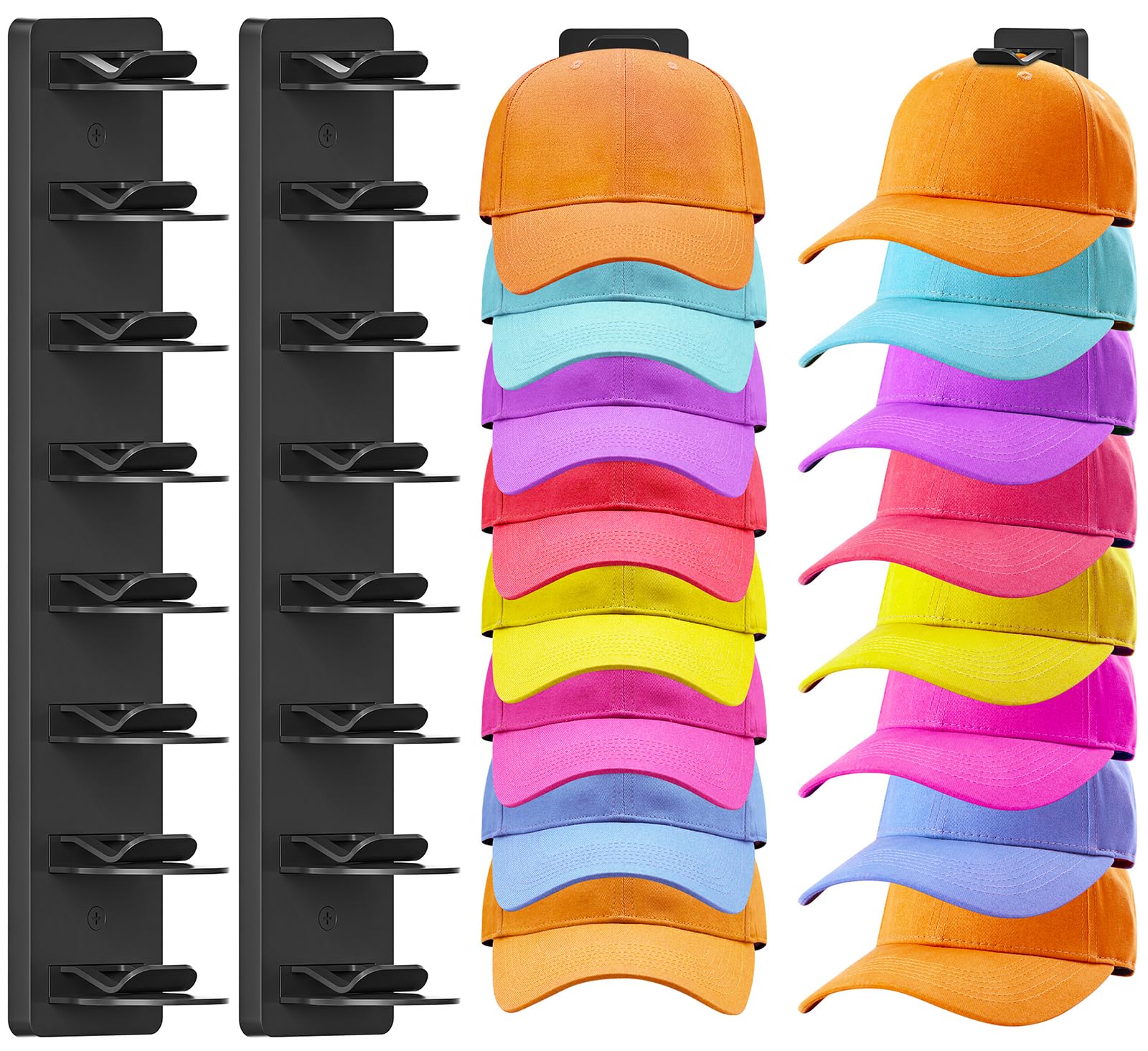 2 Pack Hat Storage for Baseball Caps, Hat Rack holder for Wall Closet Door