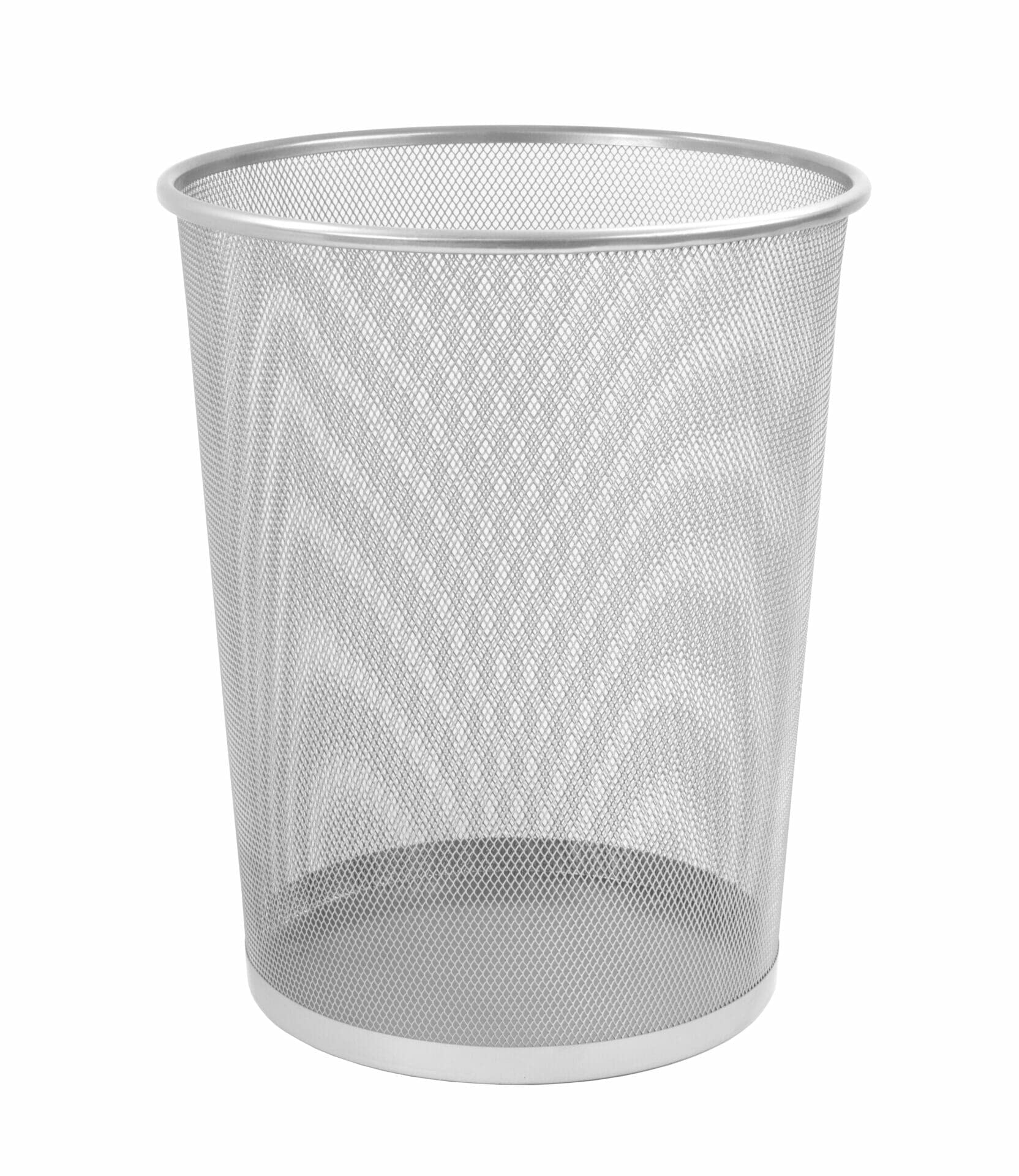 Osco Silver Wiremesh Waste Bin | Round | Metal | Height - 30 cm | Diameter - 25 cm | Circular Trash Can | Waste Paper Basket | Recycling Container