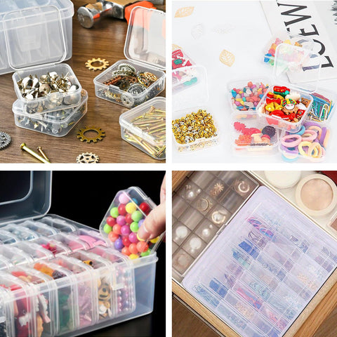 Bead Organiser Storage Box with Lid,ESYFOR 30 Pcs 5.5 x 5.5 x 2cm Bead Storage Box Plastic Transparent Removable Organizer Container for Diamond Art