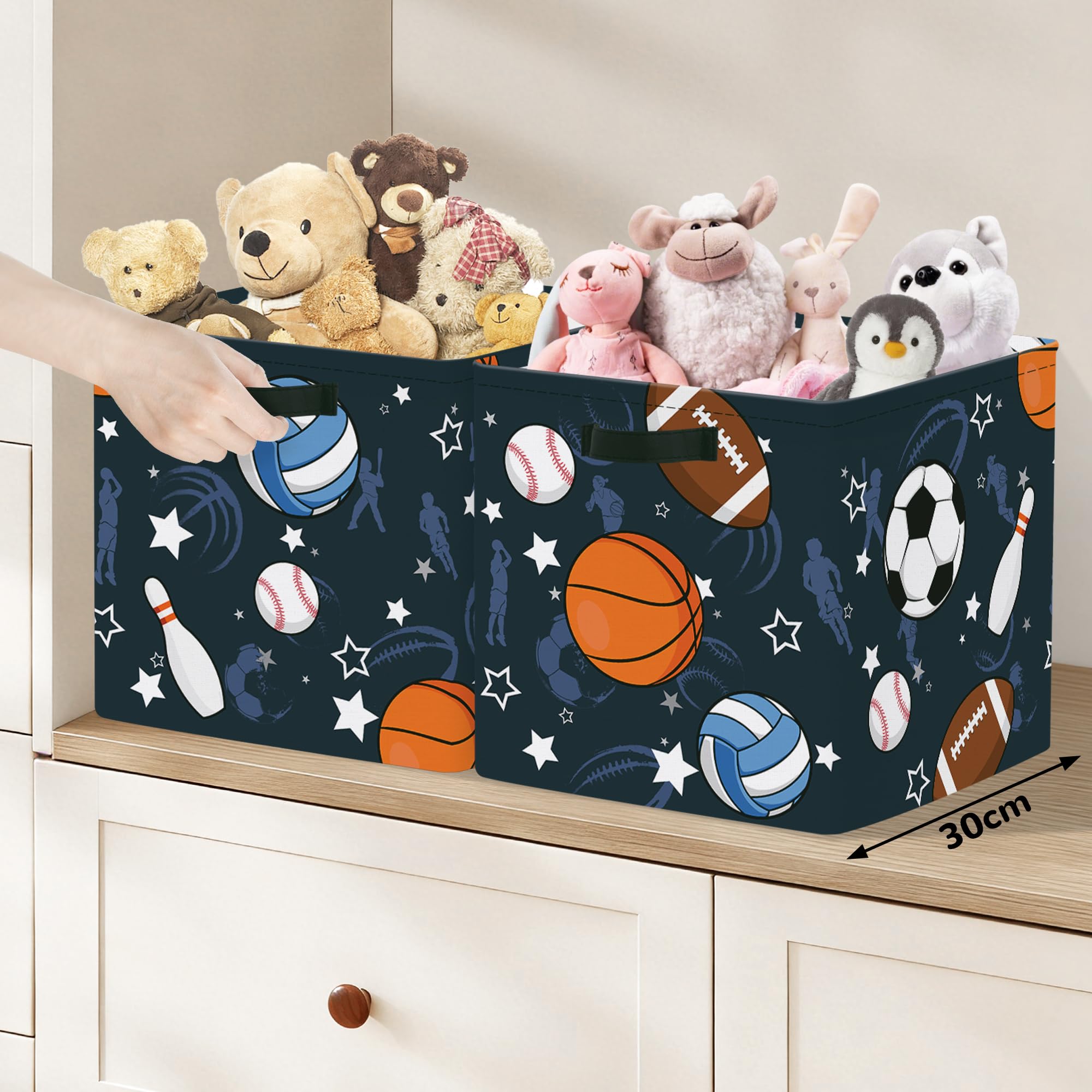 Clastyle 3 pcs Sport Ball Cube Storage Boxes for Shelves Kallax Boxes