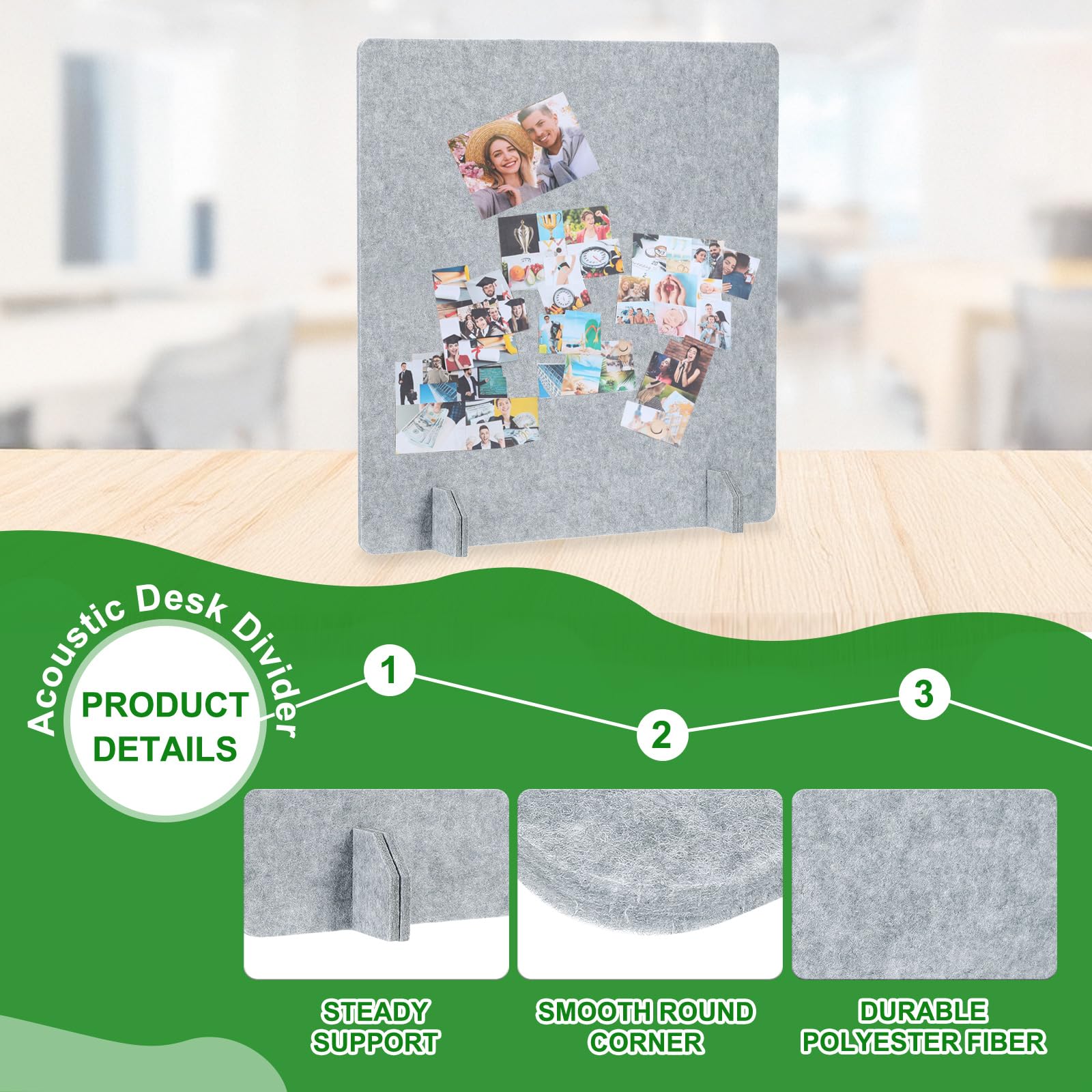 PATIKIL Desk Dividers 60x60cm, 2 Pack Desk Privacy Panel Freestanding Noise Reducing Partition Acoustic Panel with 4Pcs Support Feet for Testing