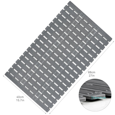 WELTRXE Bath Mat Non Slip Shower Mats, 68 x 40 cm Anti Slip Bathtub Mat, Anti Mould, Striped Textured Soft Surface with Suction Cups