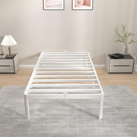 KVLKBV Single Bed 90 x 190 cm White Frame with Anti-Slip Panels and Large Storage Space (41cm) Ideal for Bedroom and Guest Room