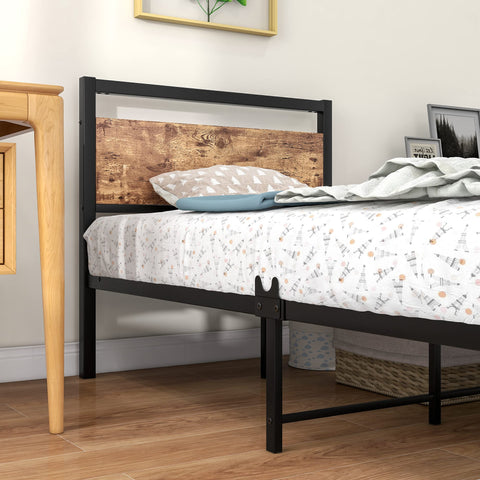 JURMERRY JELUTE 3ft Single Size Metal Platform Bed Frame, Black
