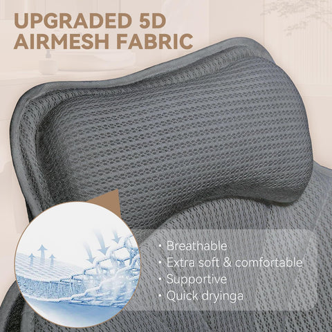 Poemland Bath Pillow for Tub - Luxury Bath Pillow for Neck, Head & Back Support, Soft 5D Mesh Quick Dry Fabric, 54 Non-Slip Suction Cups