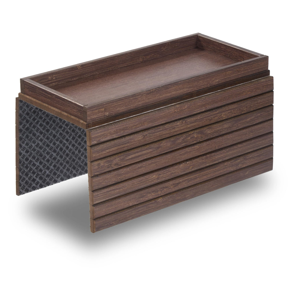 DETOR Sofa Arm Tray with Spacious 31.5 × 14 cm Storage Box, Walnut Bamboo Finish, Enhanced Non-Slip Felt Base, Fits Armrests 15.5 cm and Wider