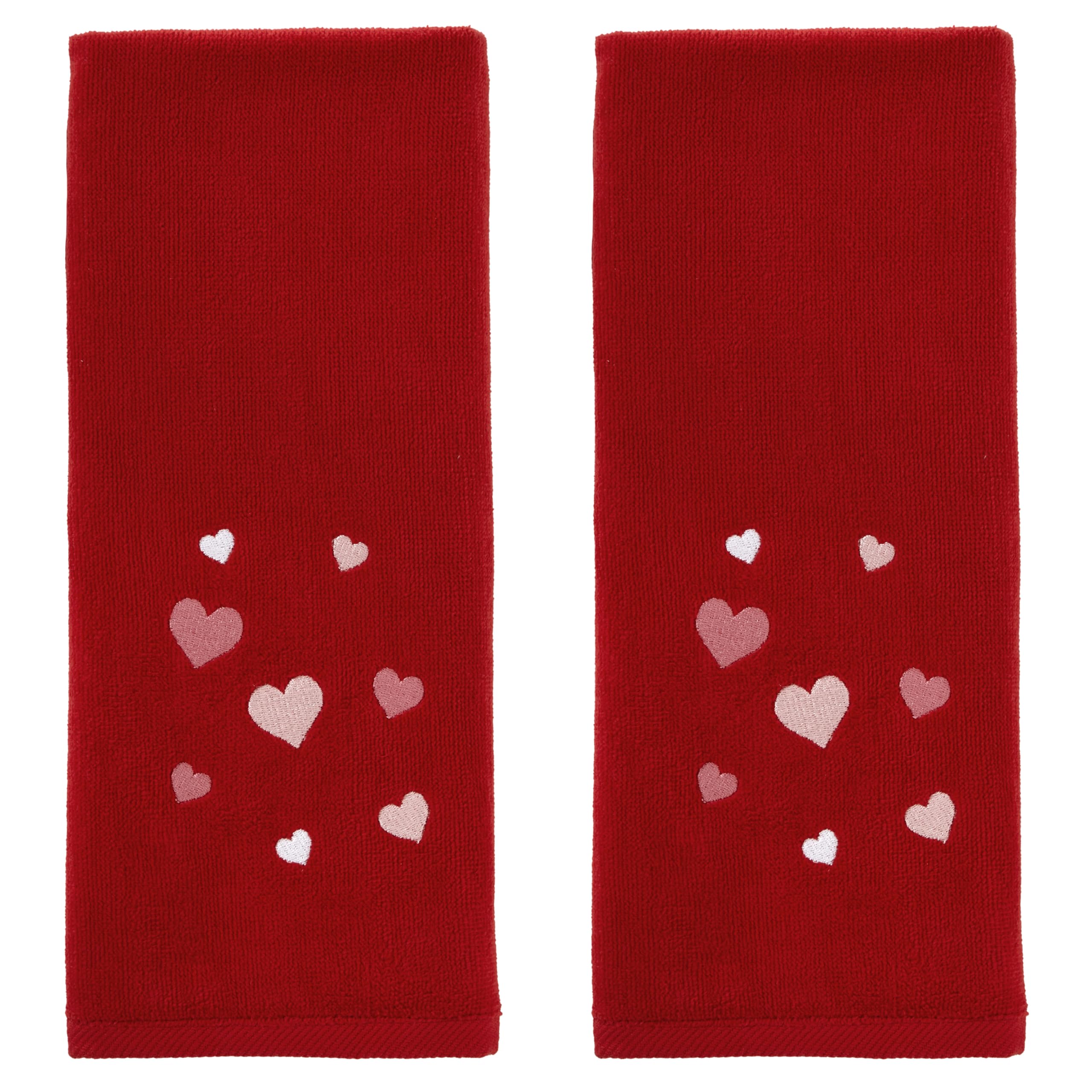 SKL Home Valentine's Day Tossed Hearts Hand Towel Set, 2 Count