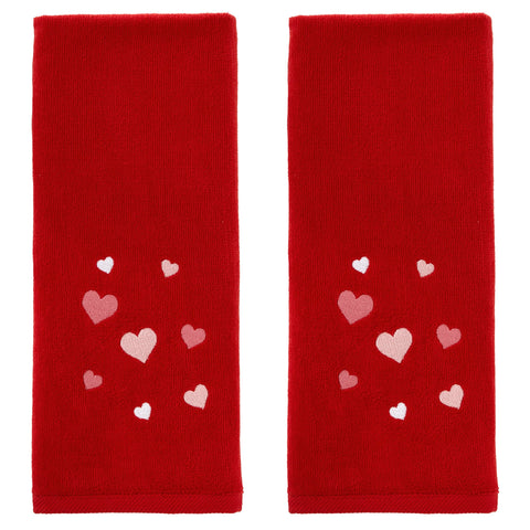 SKL Home Valentine's Day Tossed Hearts Hand Towel Set, 2 Count