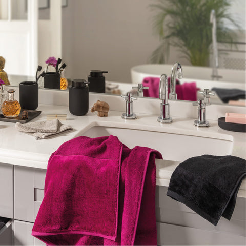 Möve Bamboo Luxe set of 3 soap cloths 30 x 30 cm made of 60% cotton / 40% viscose from bamboo cellulose, berry