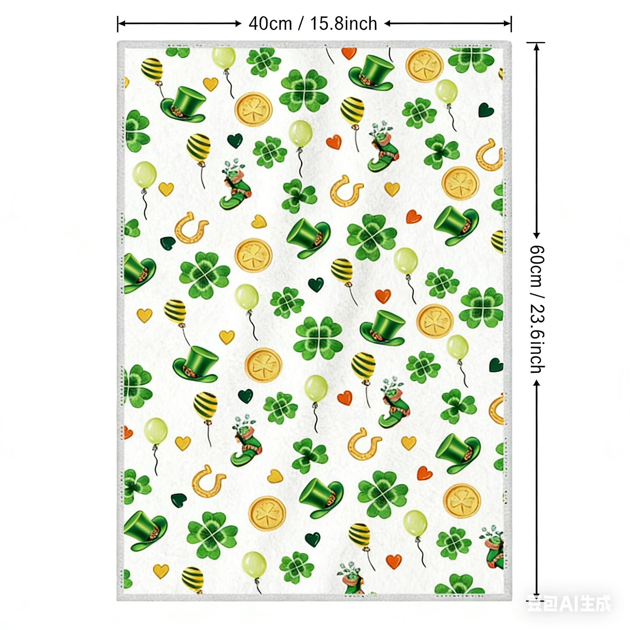 Kaiperala 2pcs St Patricks Day Tea Towels for Kitchen, Irish Green Kitchen Towels Shamrock Four Leaf Clover Print Hand Towel Absorbent Microfiber
