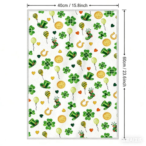 Kaiperala 2pcs St Patricks Day Tea Towels for Kitchen, Irish Green Kitchen Towels Shamrock Four Leaf Clover Print Hand Towel Absorbent Microfiber