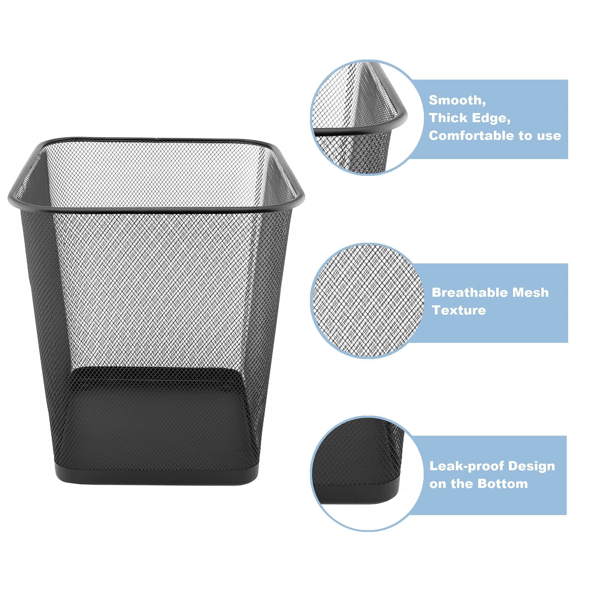 D.RECT Komo Waste Paper Bin, Metal Grid, 18 Litres, Square Bin, Desk, Office, Waste Bin, Black, en_AE Komo Waste Paper Bin, Metal Grid, 18 Litres