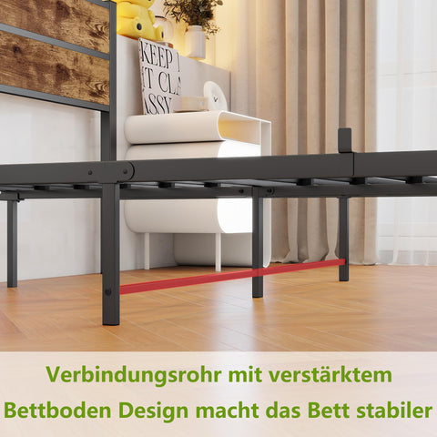 JUISSANO Bed 120 x 200 cm, Bed Frame Children's Bed Metal Bed 120 x 200 cm with Metal Slatted Frame