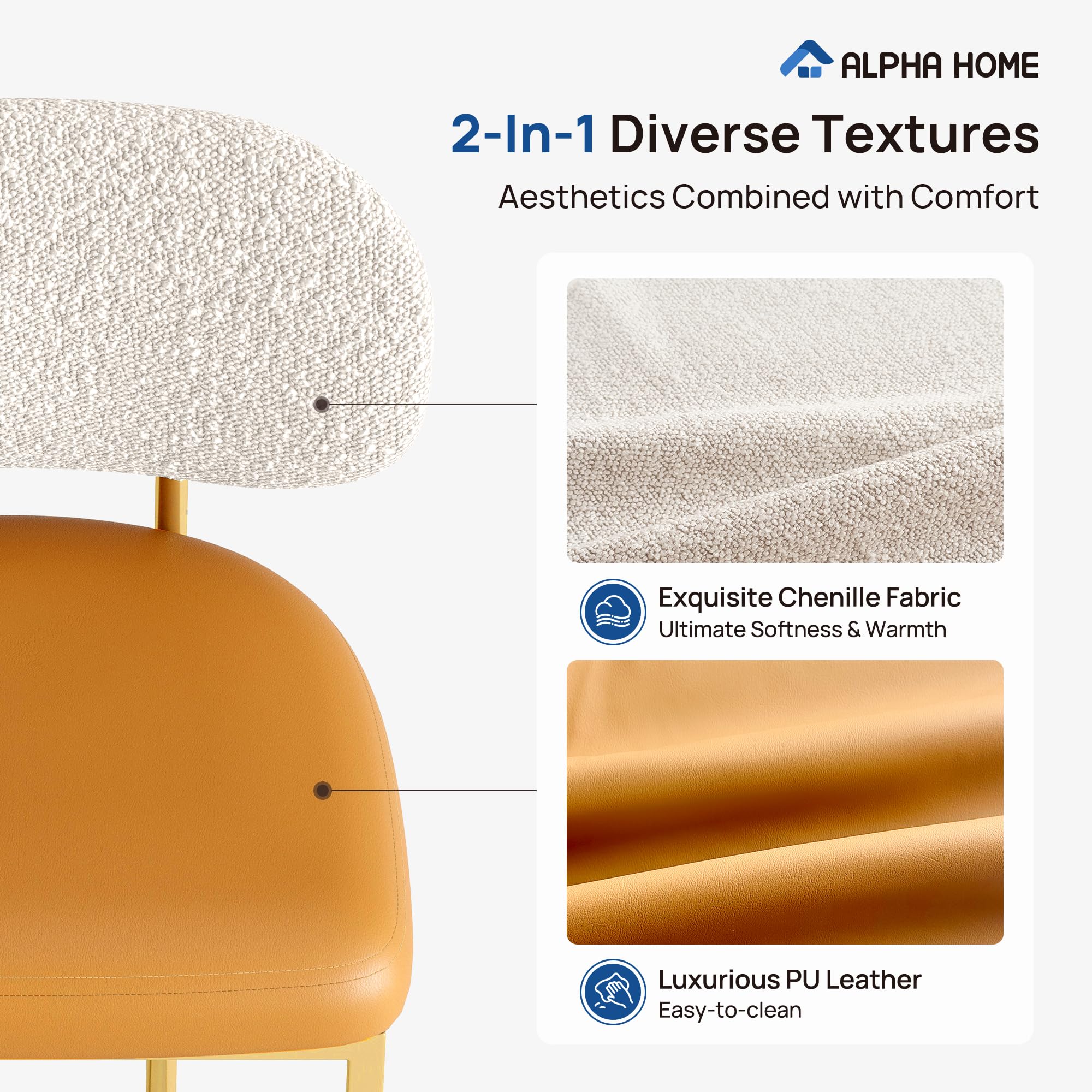 ALPHA HOME Bar Stools Set of 2 Counter Chairs with Backs and 9 CM Seat