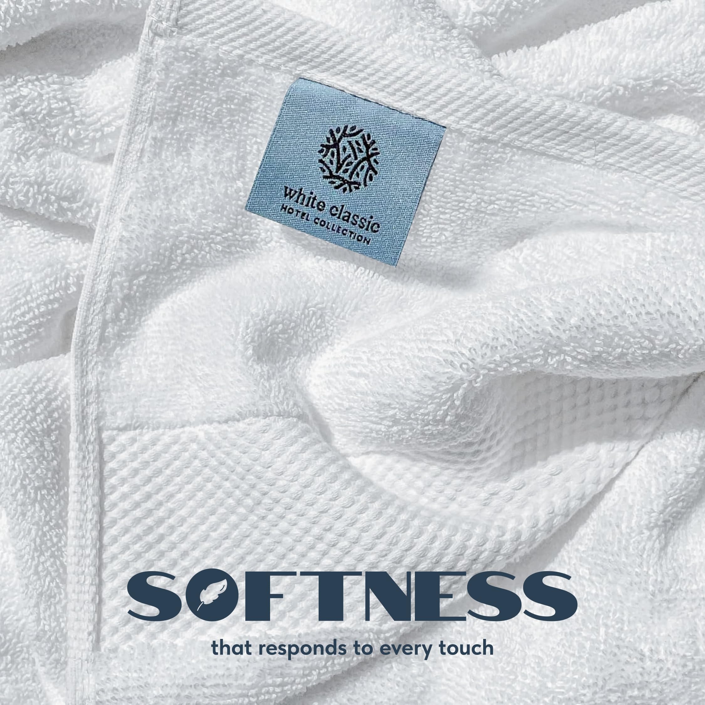 White Classic Luxury Bath Towels Large Pack of 4, Hotel Quality Bathroom Towel Set 137 x 68 cm, White Shower Cotton Towels 4 Pack