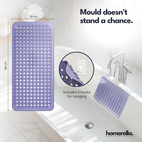 homerella Bath Mat Non Slip Anti Mould 88x39cm Shower Mat Non Slip Bath Mat