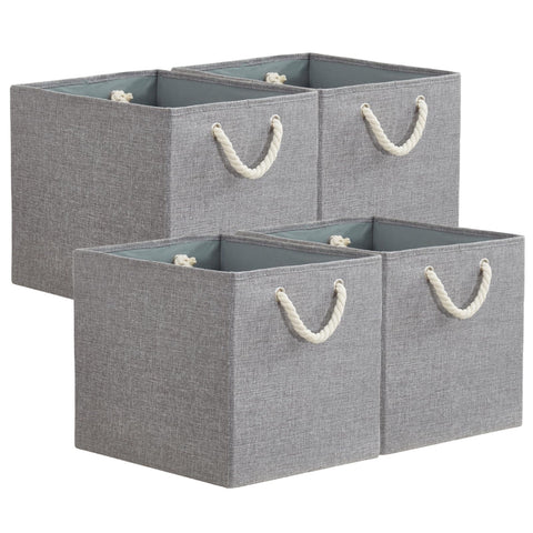 Mangata 4 Pack Storage Cubes for Shelves, Fabric Storage Boxes with Cotton Rope Handles Home Organization