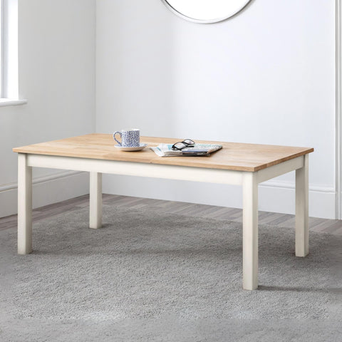 Julian Bowen Coxmoor Coffee Table, Ivory and Oak - H48 x W120 x D60cm