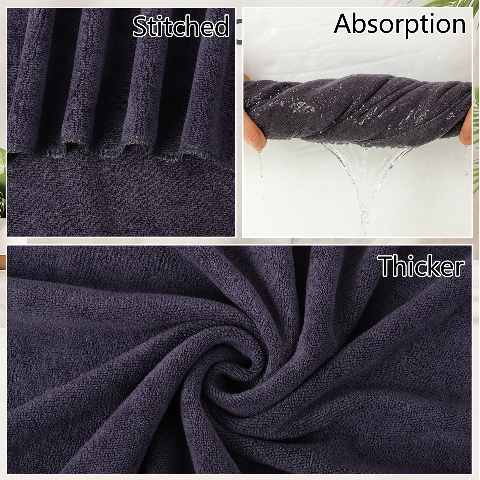 saerryor 2 Pack Grey Salon Towel, Microfibre Hair Drying Salon Towel