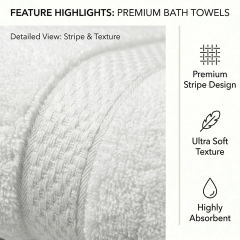 MistyMorning Bath Towels Pack of 2, Extra Large (70x140cm), Luxury 100% Cotton 500GSM Super Soft & Highly Absorbent Quick Dry Luxury Bathroom Towels