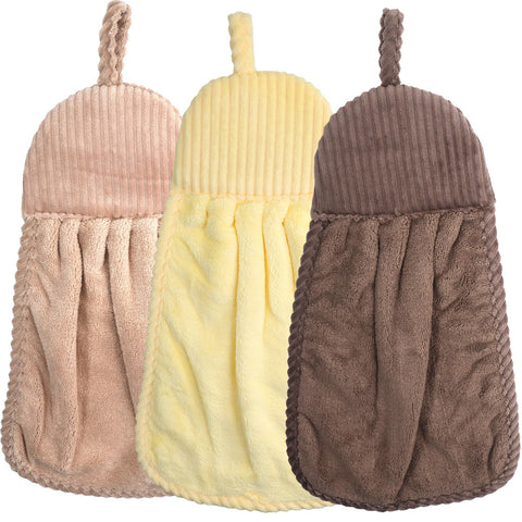 LHNNDM 3 Pack Microfibre Soft Hand Towels, Super Water Absorbent Towel with Hanging Loops for Bathroom Or Kitchen, Hanging, Soft, Absorbent
