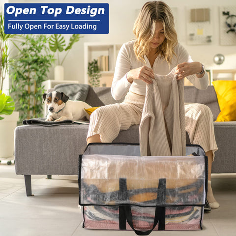 Uhogo 110L Heavy Duty Moving Bags 3 Pack, Extra Large Storage Totes with Reinforced Handles & Strong Zips