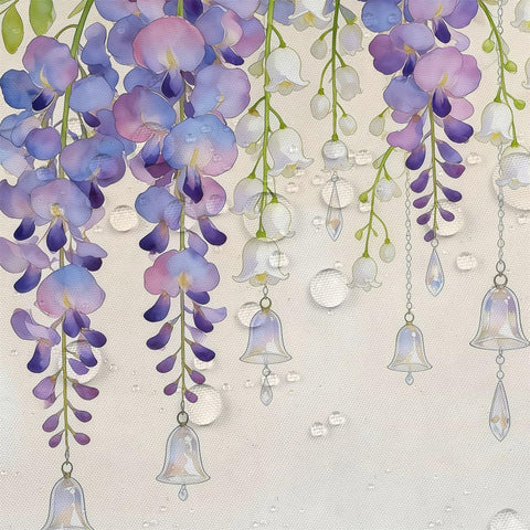 Kzzfqxb 180x180cm Floral Shower Curtains with Plastic Hooks, Purple Hanging Wisteria Flowers and White Lily Bells Waterproof Polyester Fabric for