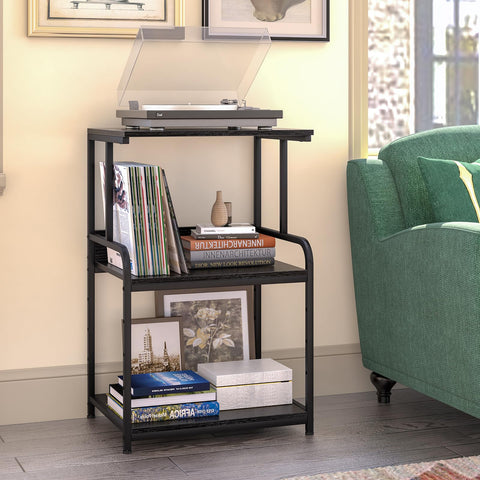 3-Tier Printer Stand, Large Printer Table on Wheels, Movable Printer Stand with Storage, Rolling Printer Cart for Fax Scanner Files Media Player