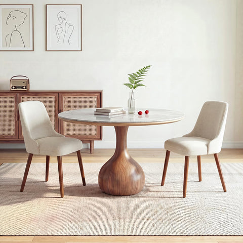 Dining Chairs Set of 2, Upholstered Dining Room Chairs with Ergonomic High Back, Thick Padded Seat, Skin-Friendly Fabric