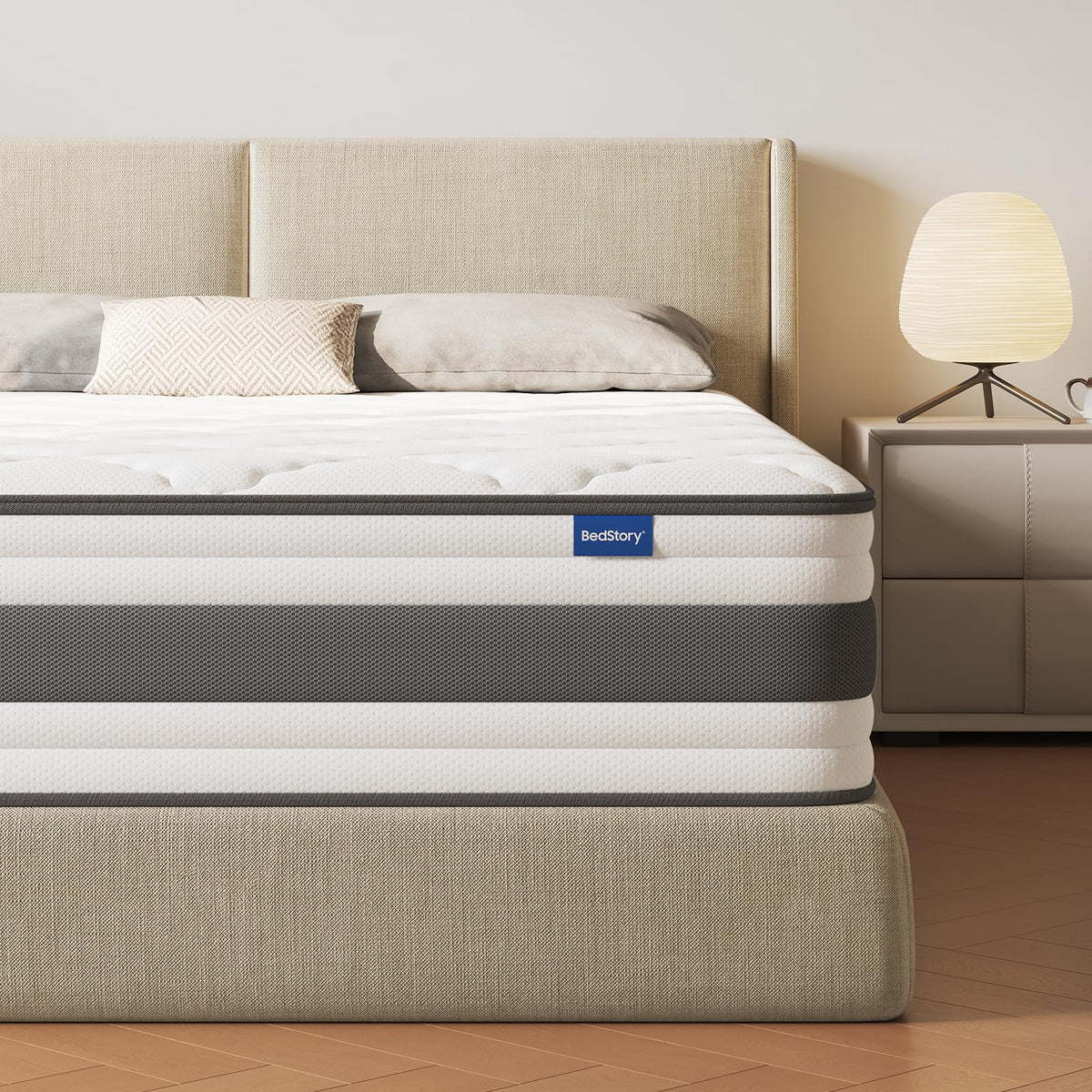 BedStory King Mattrress 4FT6, 10.3 Inch Pocket Sprung Hybrid Mattress for Pressure Relief & Back Pain Relief – Medium Firm 150x200x26 cm