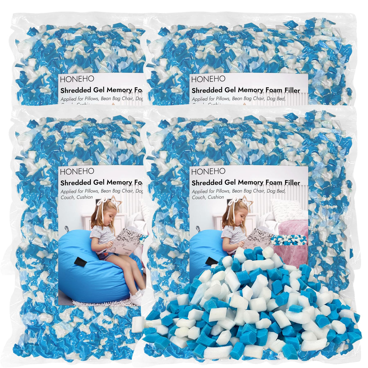HONEHO 8.8KG Shredded Gel Memory Foam Filling Bean Bag Chair Filler