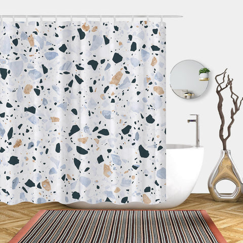 Simpomsy Terrazzo Shower Curtains Mould proof resistant, Washable Weighted Fabric Wet Room Shower Curtain
