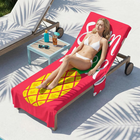 aotuo0608 Sunbed Towels with Pockets, 210x75cm Fast-Drying Lightweight Microfiber Beach Towel for Sun Lounger, Lounge Chair